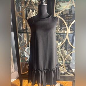 Tommy Hilfiger Black Sleeveless Ruffled Mini Dress
